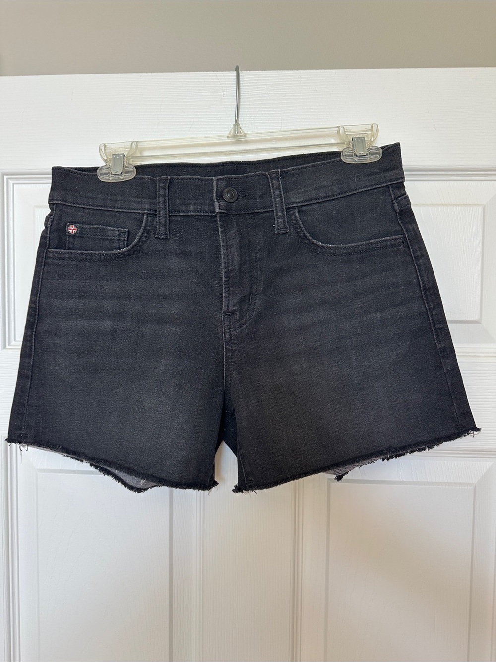 Hudson Jeans Black Raw-Hem Denim Shorts